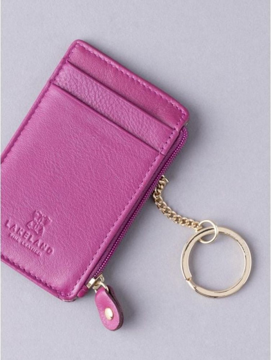 Lakeland Leather Lakeland Leather Keyring Card Holder In Cranberry Pink | Purses & Card Holders