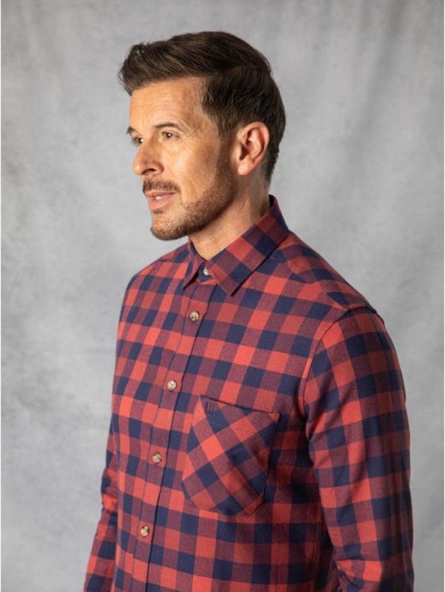 Lakeland Leather Noah Brushed Cotton Check Shirt In Red And Navy | Shirts