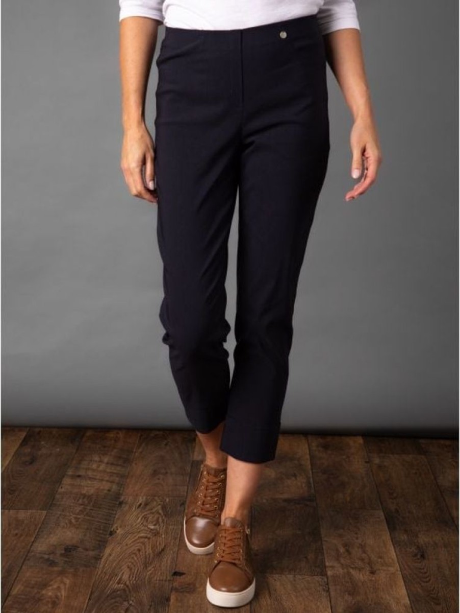 Robell Robell Bella Ankle Grazer Trousers In Navy | Trousers & Jeans