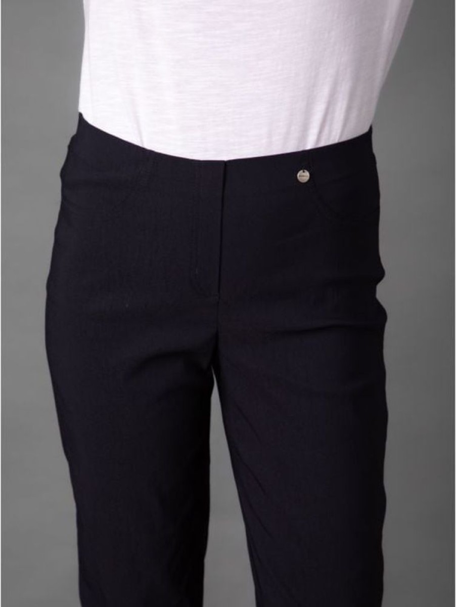 Robell Robell Bella Ankle Grazer Trousers In Navy | Trousers & Jeans