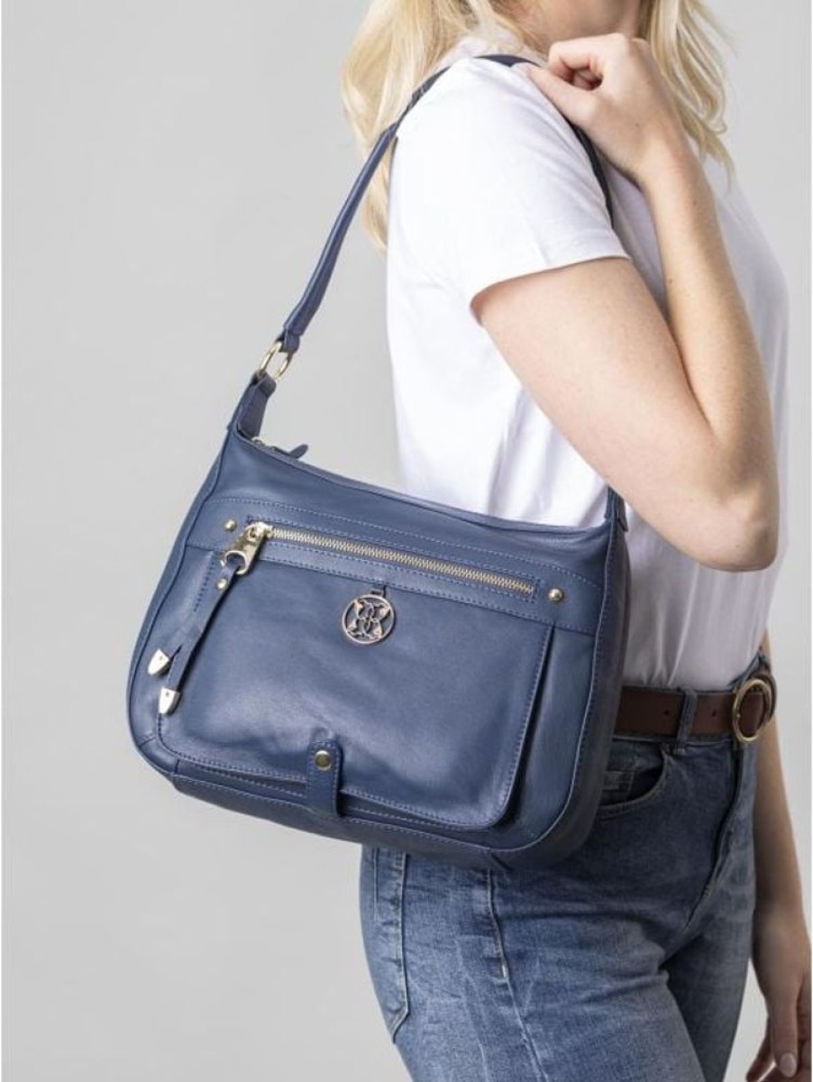 Lakeland Leather Cartmel Ii Leather Shoulder Bag In Navy | Shoulder Bags