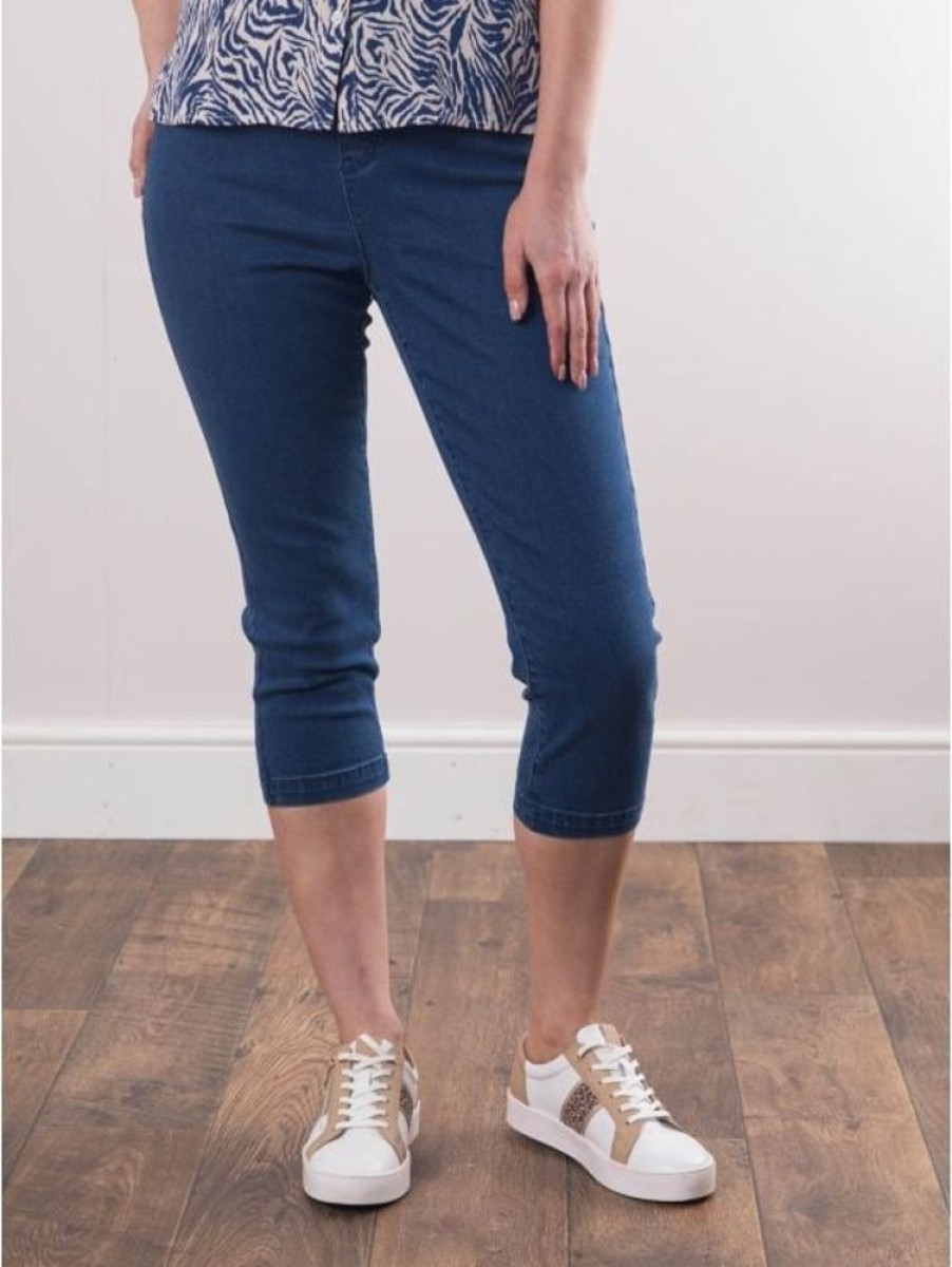 Lakeland Leather Super Stretch Cropped Jeggings In Denim Blue | Trousers & Jeans