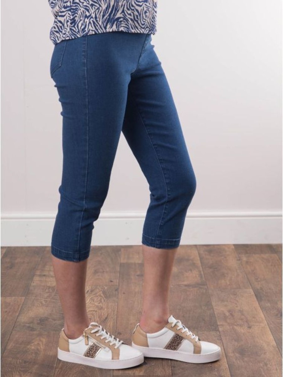 Lakeland Leather Super Stretch Cropped Jeggings In Denim Blue | Trousers & Jeans