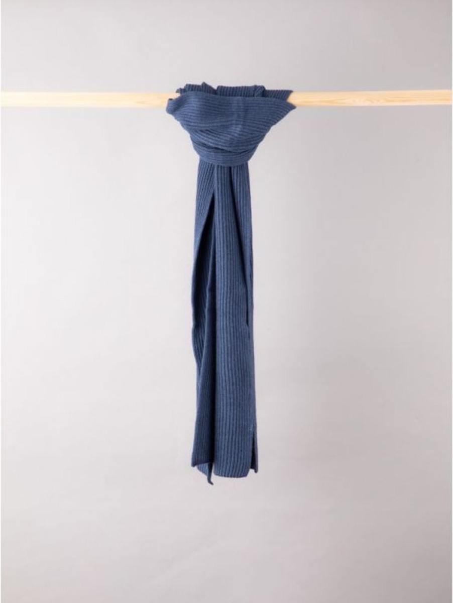 Lakeland Leather Ribbed Knitted Scarf In Navy | Scarves