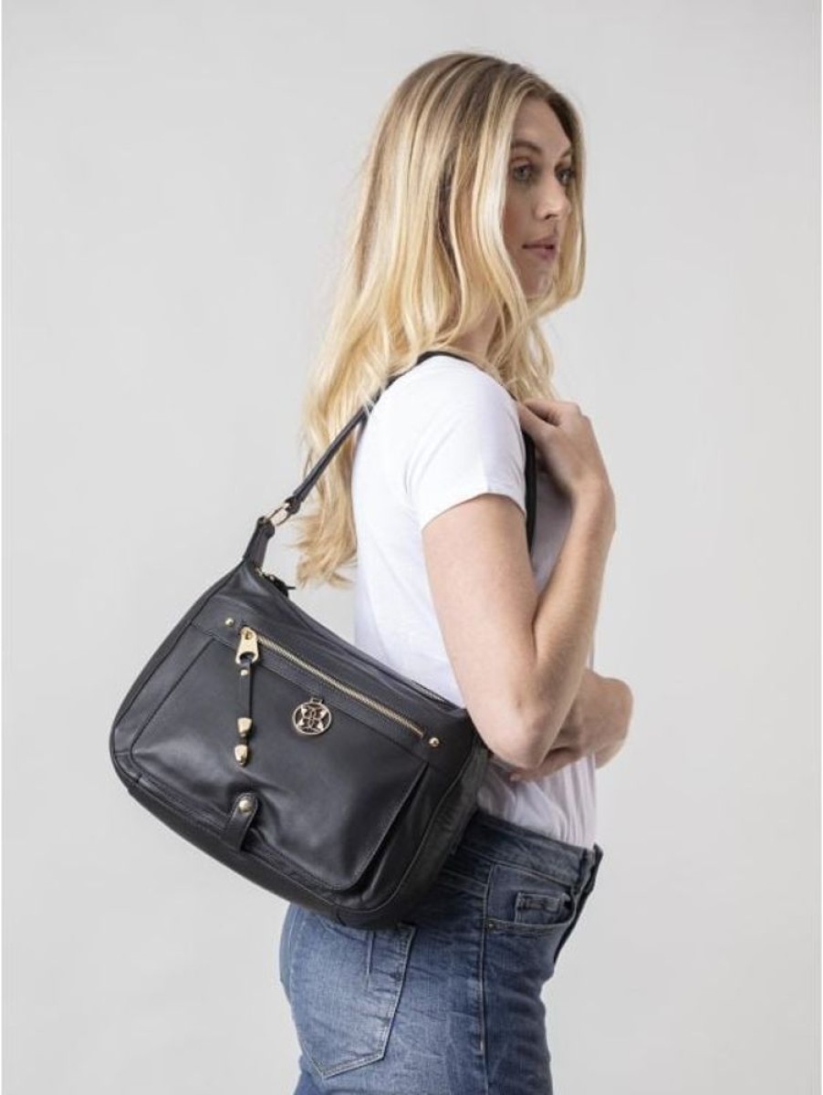 Lakeland Leather Cartmel Ii Leather Shoulder Bag In Black | Shoulder Bags