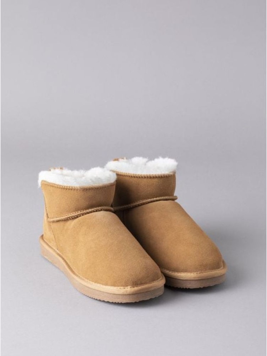 Lakeland Leather Ladies' Sheepskin Mini Boot Slippers In Tan | Gifts For Her